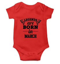 Load image into Gallery viewer, Legends are born in March Rompers for Baby Boy- FunkyTradition FunkyTradition
