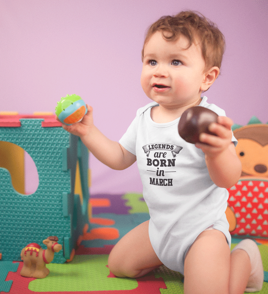 Legends are born in March Rompers for Baby Boy- FunkyTradition FunkyTradition