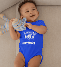 Load image into Gallery viewer, Legends are born in September Rompers for Baby Boy- FunkyTradition FunkyTradition
