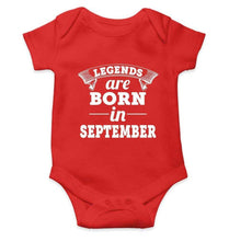 Load image into Gallery viewer, Legends are born in September Rompers for Baby Boy- FunkyTradition FunkyTradition
