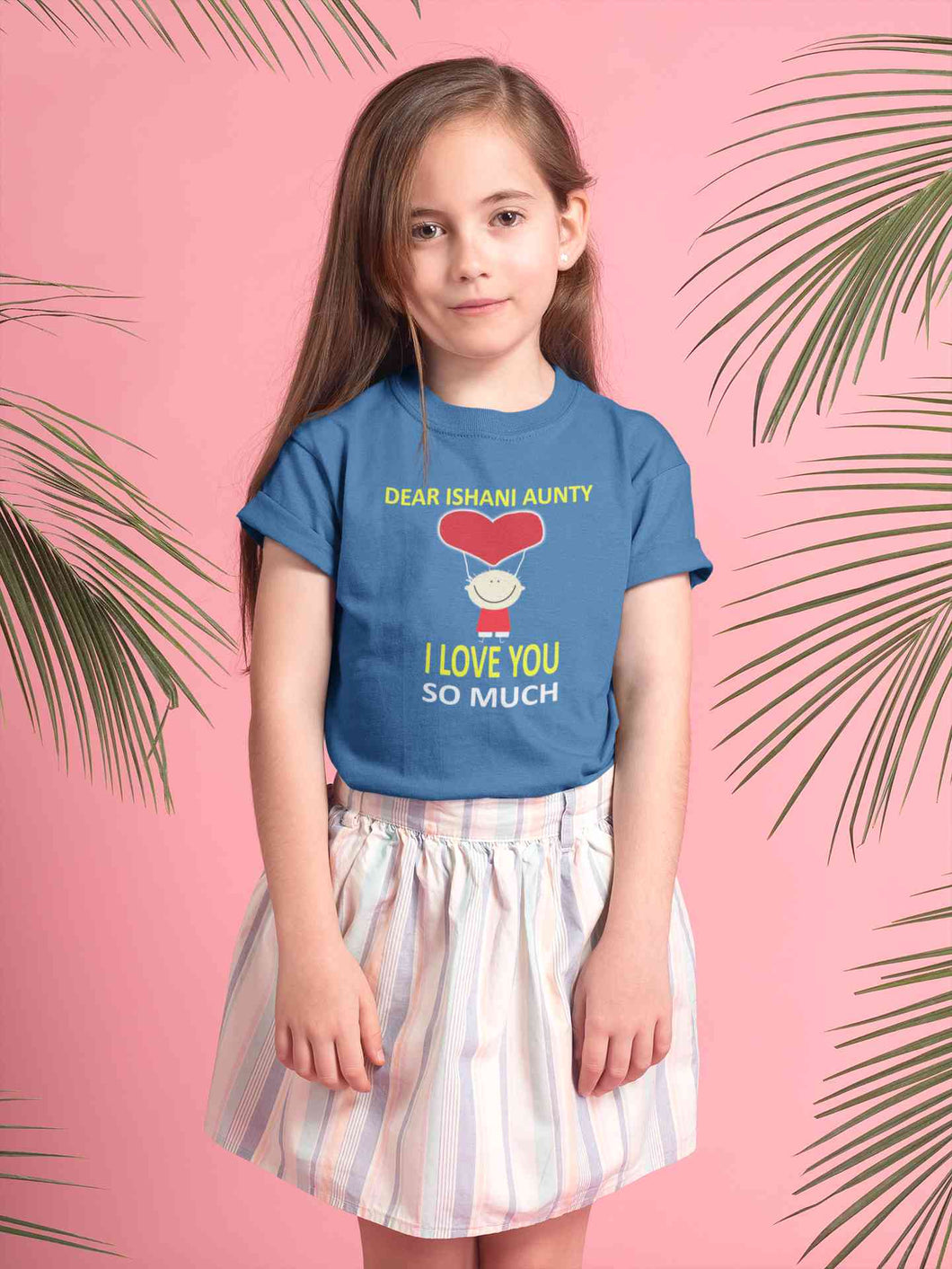 Custom Name I love My Aunty So Much Half Sleeves T-Shirt For Girls -KidsFashionVilla