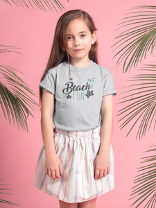 Beach Fun Half Sleeves T-Shirt For Girls -KidsFashionVilla