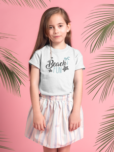Beach Fun Half Sleeves T-Shirt For Girls -KidsFashionVilla