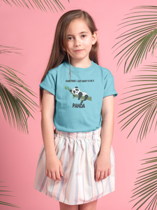 Sleeping Panda Half Sleeves T-Shirt For Girls -KidsFashionVilla