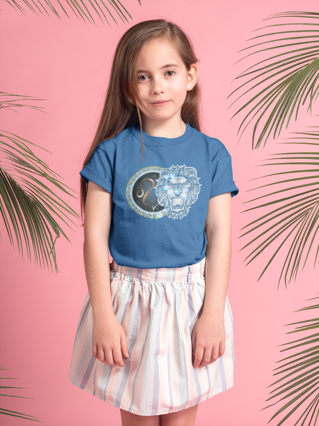 Leo Zodiac Sign Half Sleeves T-Shirt For Girls -KidsFashionVilla