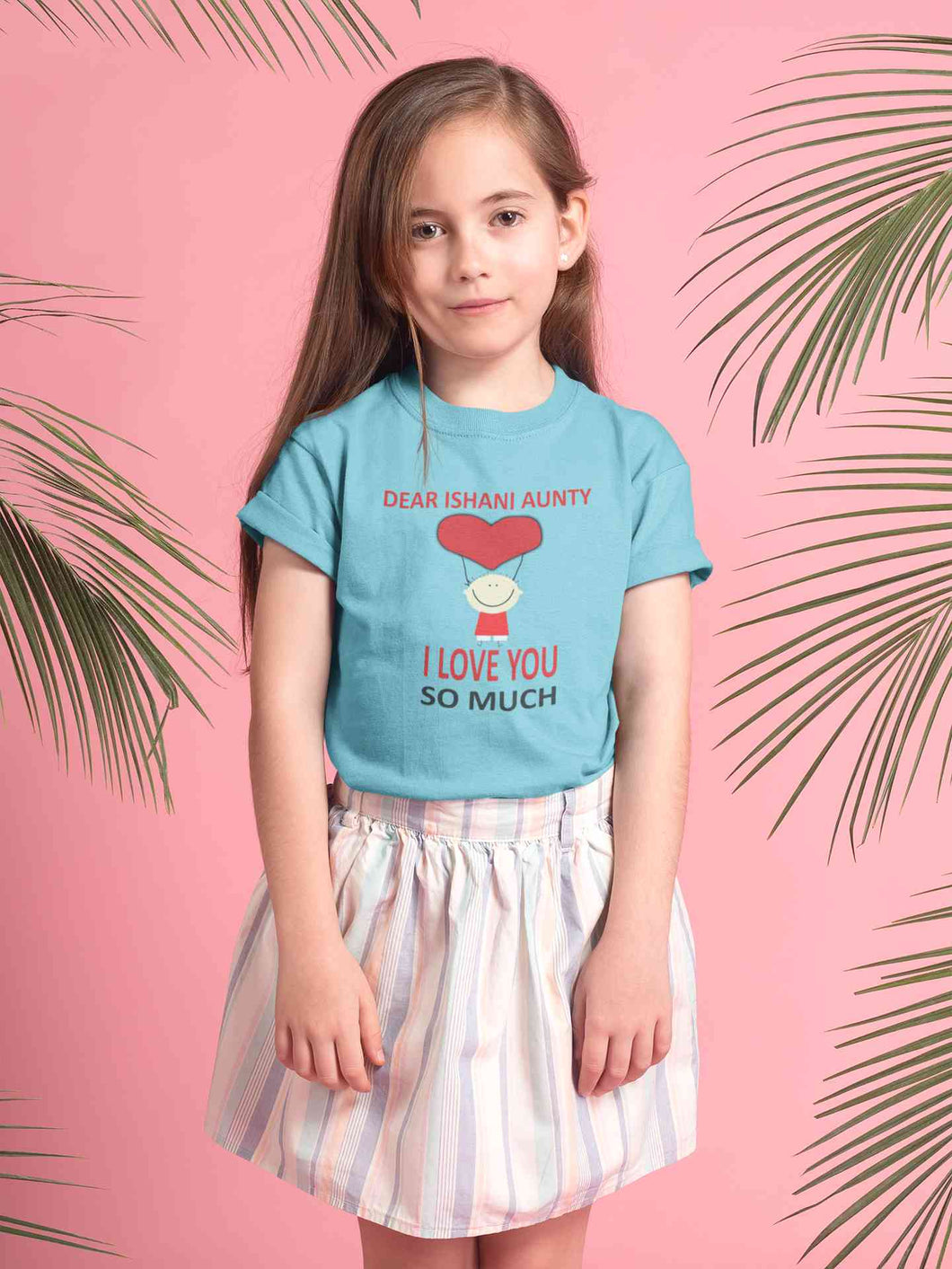 Custom Name I love My Aunty So Much Half Sleeves T-Shirt For Girls -KidsFashionVilla