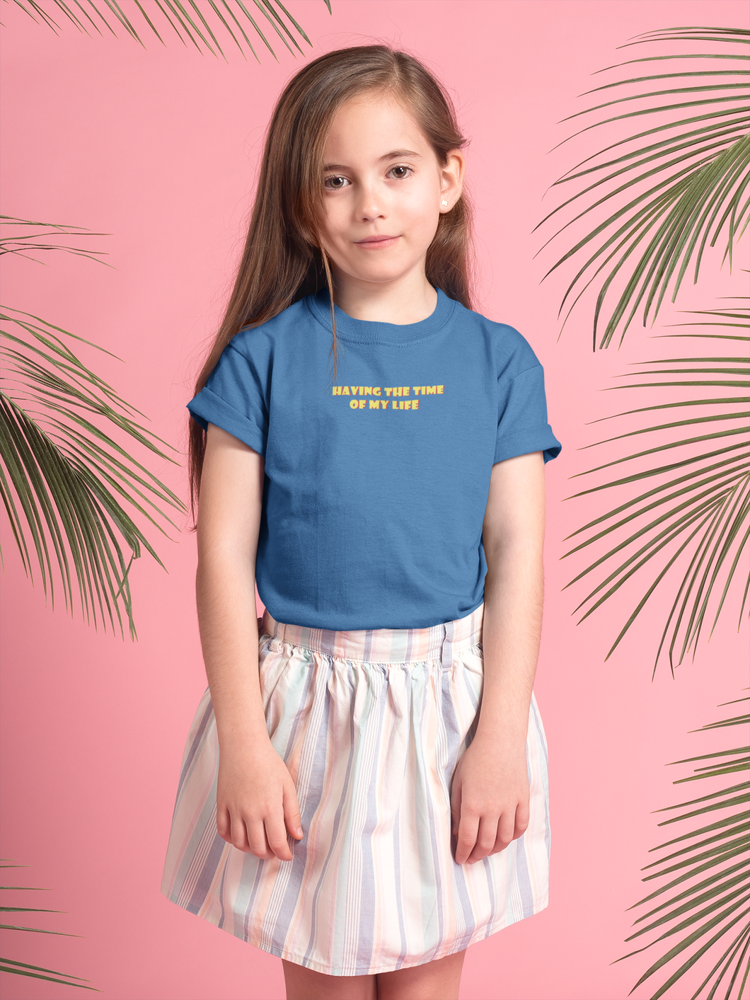 Having The Time Of My Life Minimals Half Sleeves T-Shirt For Girls -KidsFashionVilla
