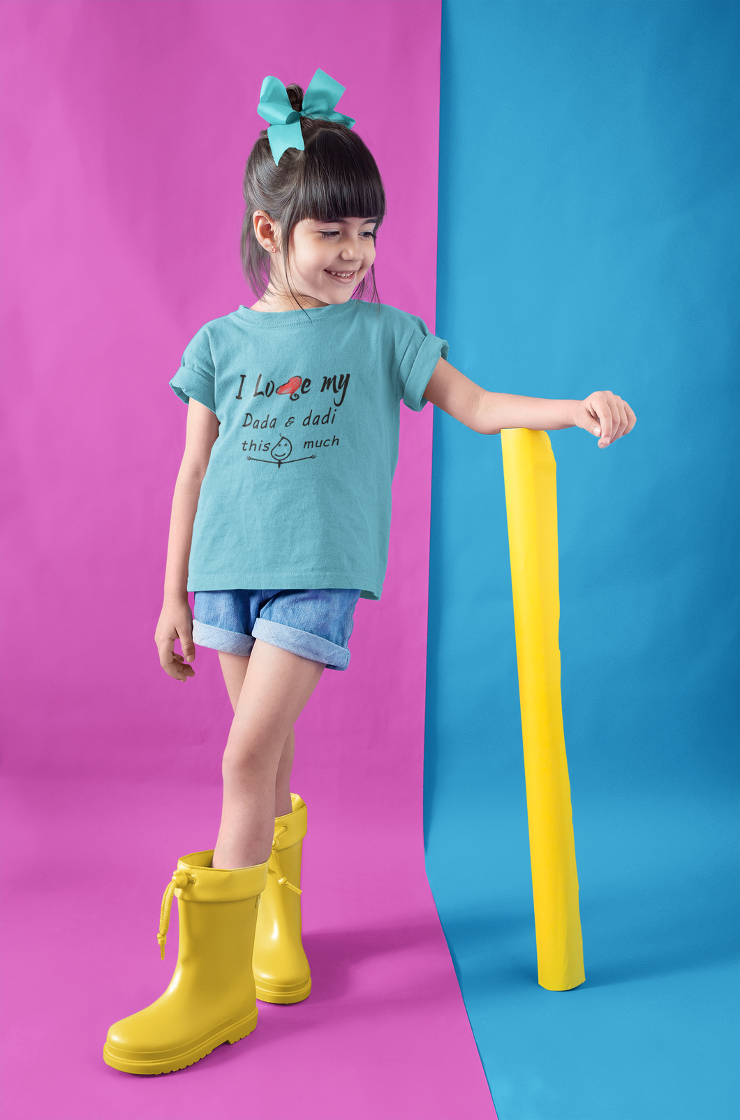 I Love Dada Dadi Half Sleeves T-Shirt For Girls -KidsFashionVilla