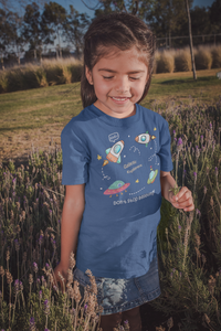 Spaceships Half Sleeves T-Shirt For Girls -KidsFashionVilla