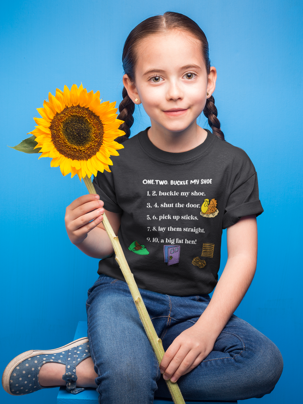 One Two Poem Half Sleeves T-Shirt For Girls -KidsFashionVilla