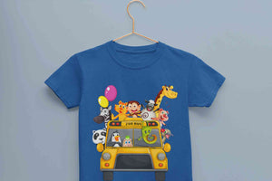 Zoo Bus Cartoon Half Sleeves T-Shirt for Boy-KidsFashionVilla