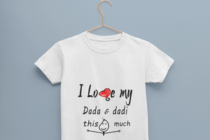 I Love Dada Dadi Half Sleeves T-Shirt For Girls -KidsFashionVilla