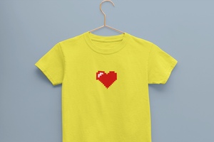 8 Bit Heart Minimals Half Sleeves T-Shirt for Boy-KidsFashionVilla