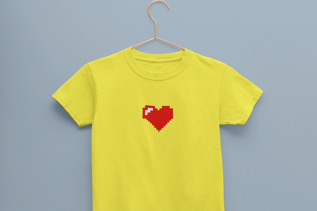 8 Bit Heart Minimals Half Sleeves T-Shirt For Girls -KidsFashionVilla