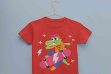 Load image into Gallery viewer, Skateboard Crocodile Cartoon Half Sleeves T-Shirt for Boy-KidsFashionVilla

