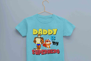 Superhero Dad Cartoon Half Sleeves T-Shirt For Girls -KidsFashionVilla