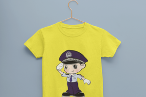 Future Police Half Sleeves T-Shirt For Girls -KidsFashionVilla