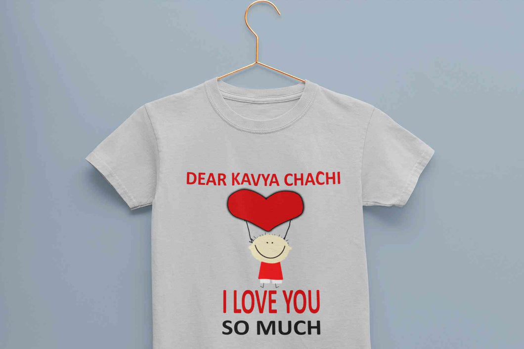 Custom Name I love My Chachi So Much Half Sleeves T-Shirt For Girls -KidsFashionVilla