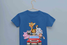 Load image into Gallery viewer, Jungle Jeep Cartoon Half Sleeves T-Shirt For Girls -KidsFashionVilla
