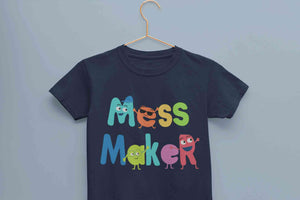 Mess Maker Cartoon Half Sleeves T-Shirt for Boy-KidsFashionVilla
