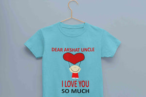 Custom Name I love My Uncle So Much Half Sleeves T-Shirt For Girls -KidsFashionVilla