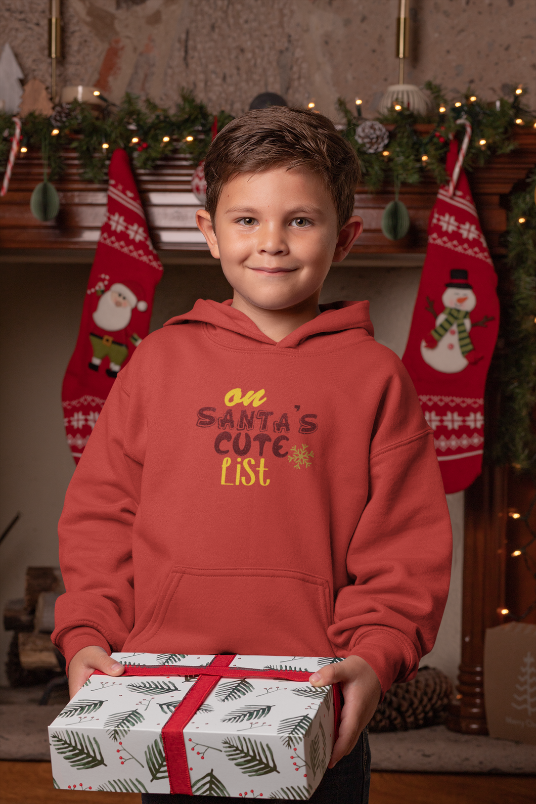 On Santas Cute List Christmas Boy Hoodies-KidsFashionVilla