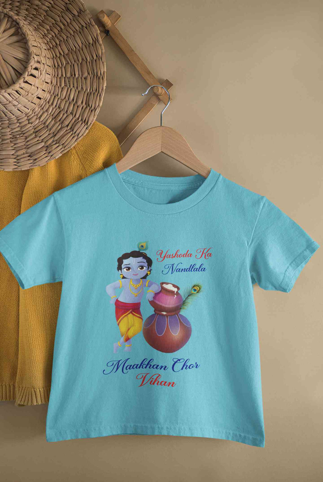 Yashoda Ka Nandlala Maakhan Chor Janmashtami Half Sleeves T-Shirt for Boy-KidsFashionVilla