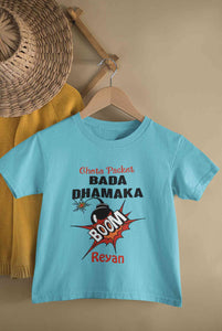 Custom Name Chota Packet Bada Dhamaka Diwali Half Sleeves T-Shirt for Boy-KidsFashionVilla