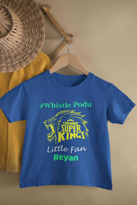 Custom Name IPL CSK Chennai Super Kings Whistle Podu Half Sleeves T-Shirt for Boy-KidsFashionVilla