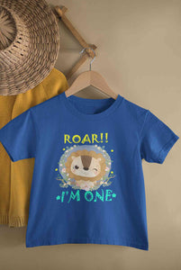 Roar I Am One First Birthday Half Sleeves T-Shirt for Boy-KidsFashionVilla
