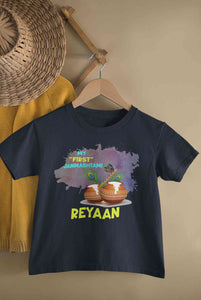 Custom Name My First Janmashtami Little Krishna Half Sleeves T-Shirt for Boy-KidsFashionVilla