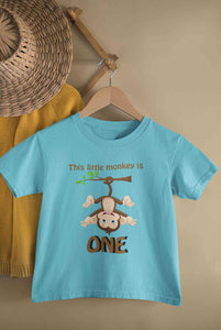 Little Monkey Is One First Birthday Half Sleeves T-Shirt for Boy-KidsFashionVilla