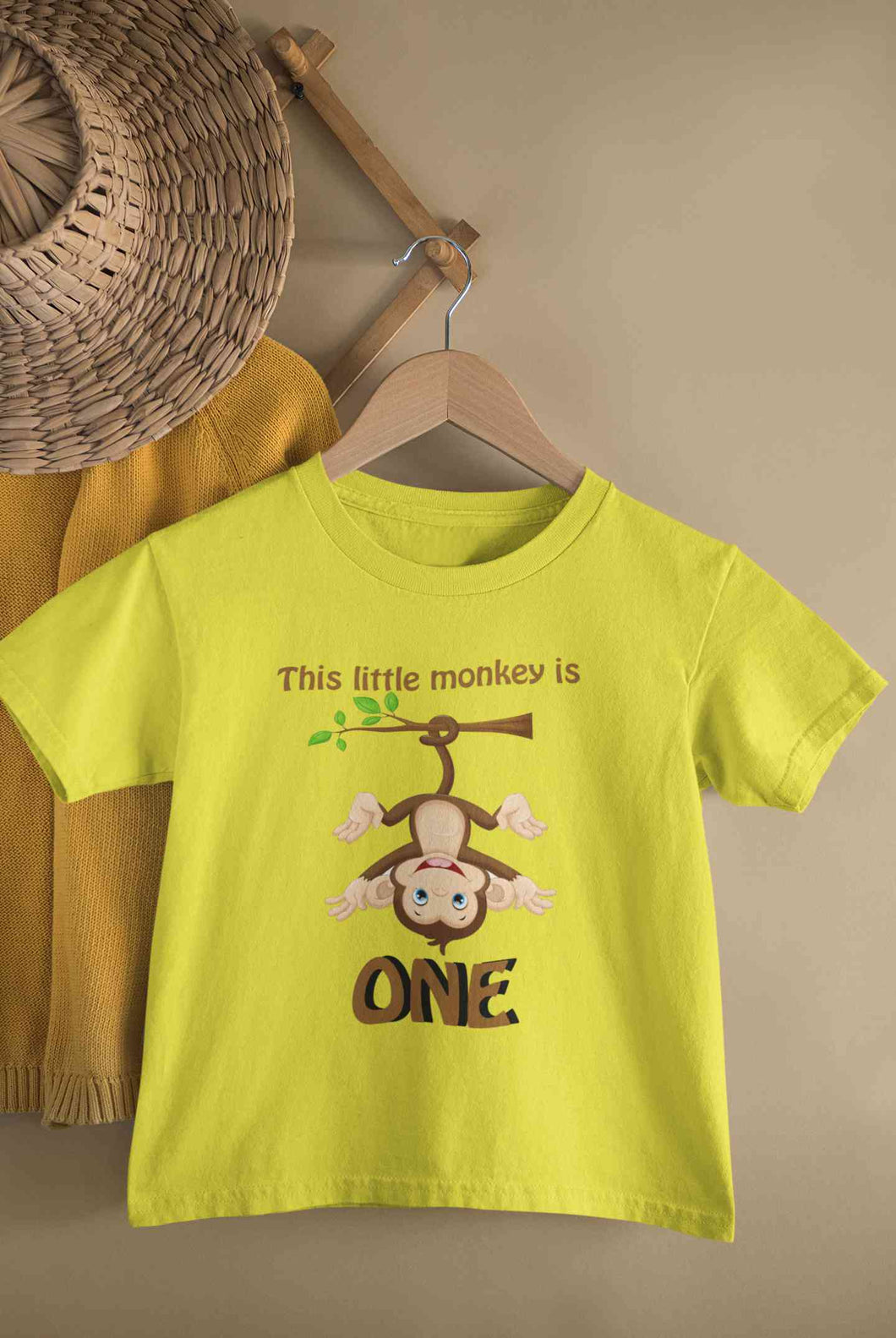 Little Monkey Is One First Birthday Half Sleeves T-Shirt for Boy-KidsFashionVilla