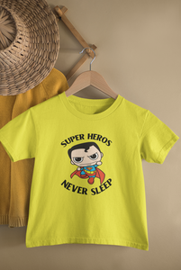Super Heros Never Sleeps Half Sleeves T-Shirt For Girls -KidsFashionVilla