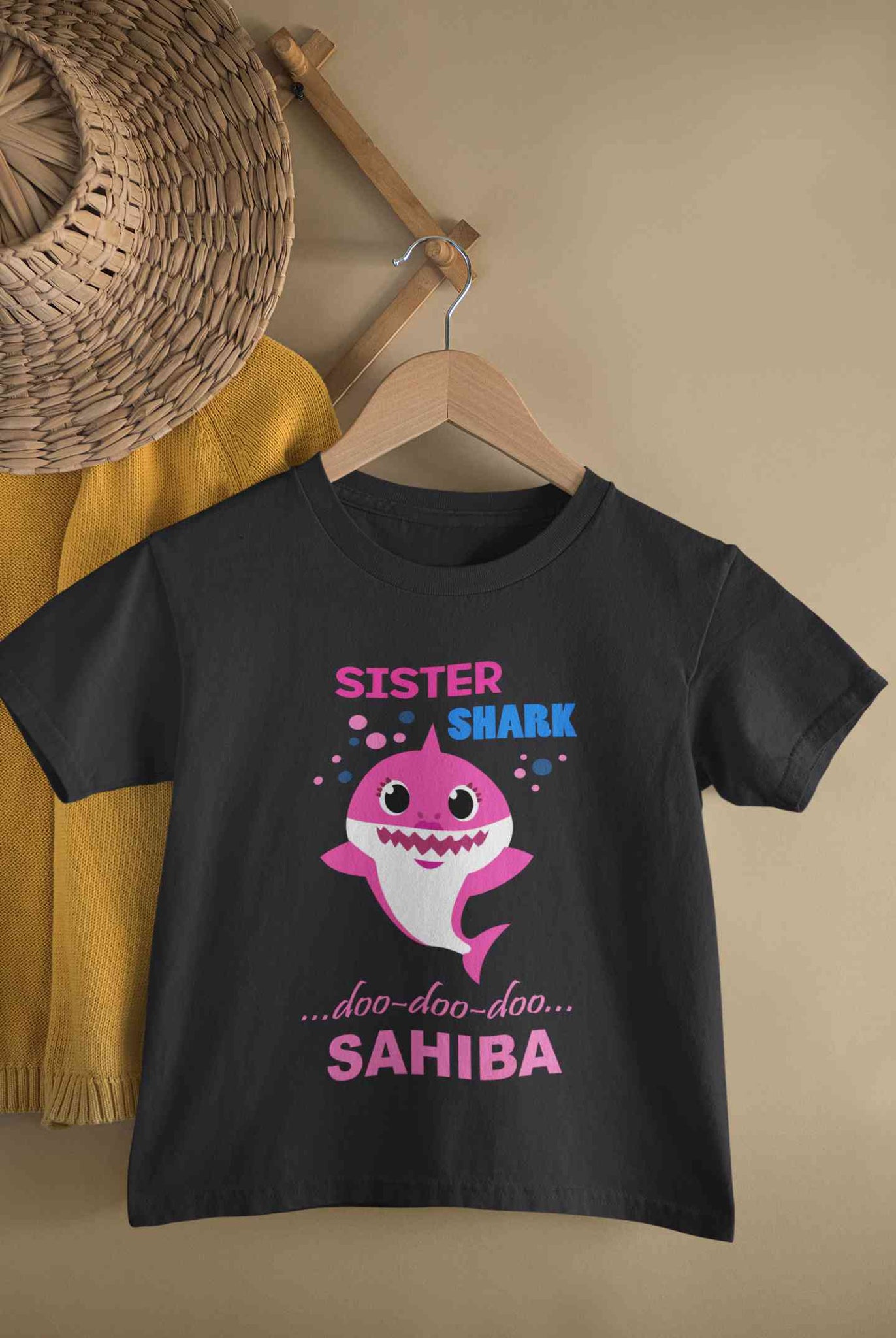 Custom Name Sister Shark Doo Doo Doo Rakhi Half Sleeves T-Shirt For Gi –  KidsFashionVilla