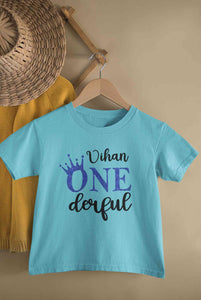 Custom Name First Birthday Half Sleeves T-Shirt for Boy-KidsFashionVilla