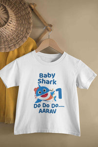Custom Name Baby Shark Do Do Do First Birthday Half Sleeves T-Shirt for Boy-KidsFashionVilla