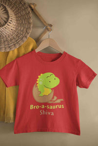 Custom Name Bro A Sauras Raksha Bandhan Half Sleeves T-Shirt for Boy-KidsFashionVilla