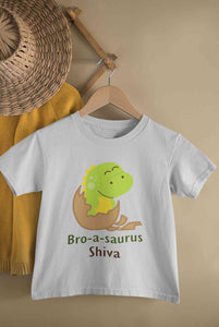 Custom Name Bro A Sauras Raksha Bandhan Half Sleeves T-Shirt for Boy-KidsFashionVilla