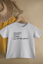 Load image into Gallery viewer, Naughty And Nice Matching Sister-Sister Kids Half Sleeves T-Shirts -KidsFashionVilla
