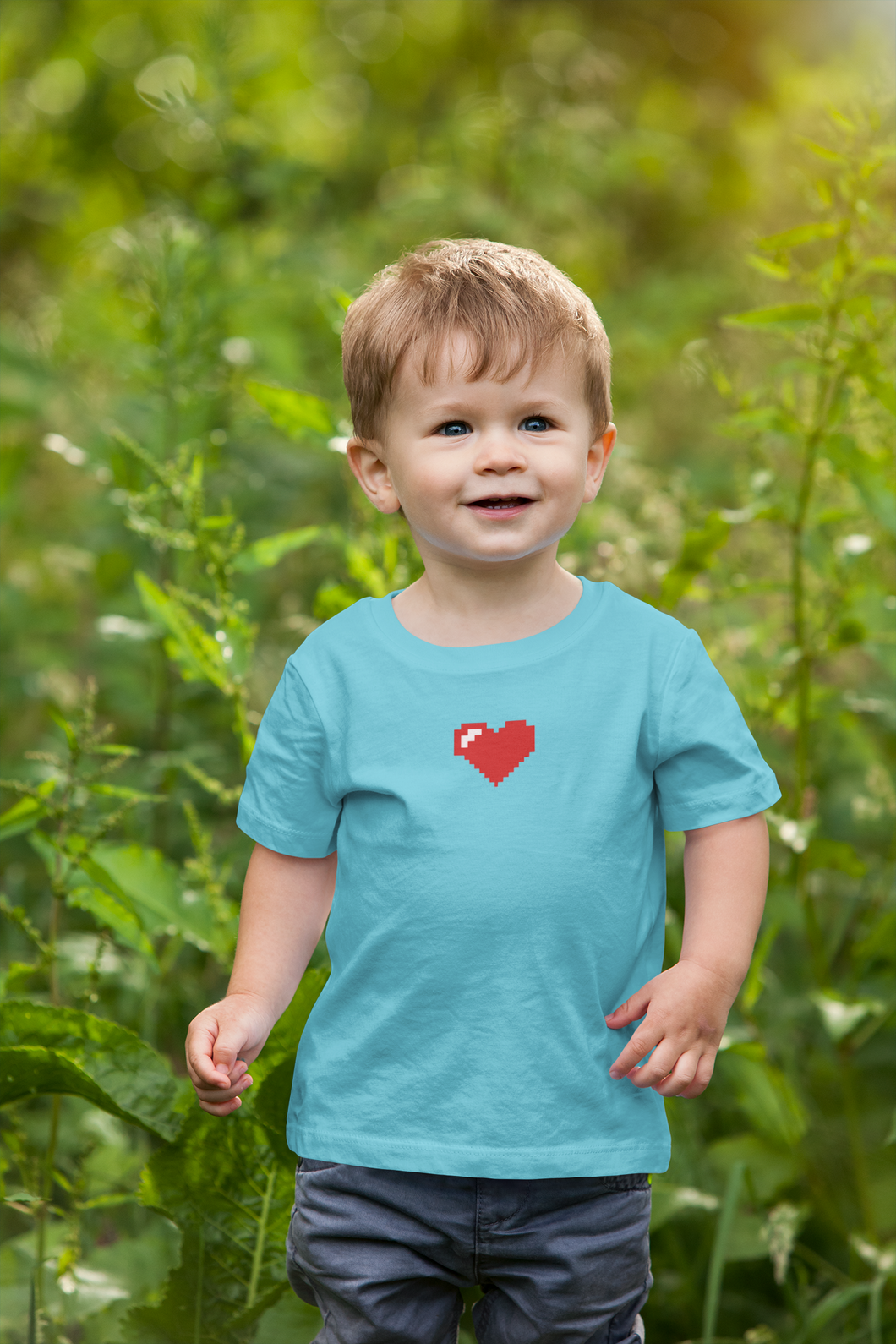 8 Bit Heart Minimals Half Sleeves T-Shirt for Boy-KidsFashionVilla