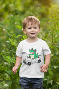 Dino Car Cartoon Half Sleeves T-Shirt for Boy-KidsFashionVilla