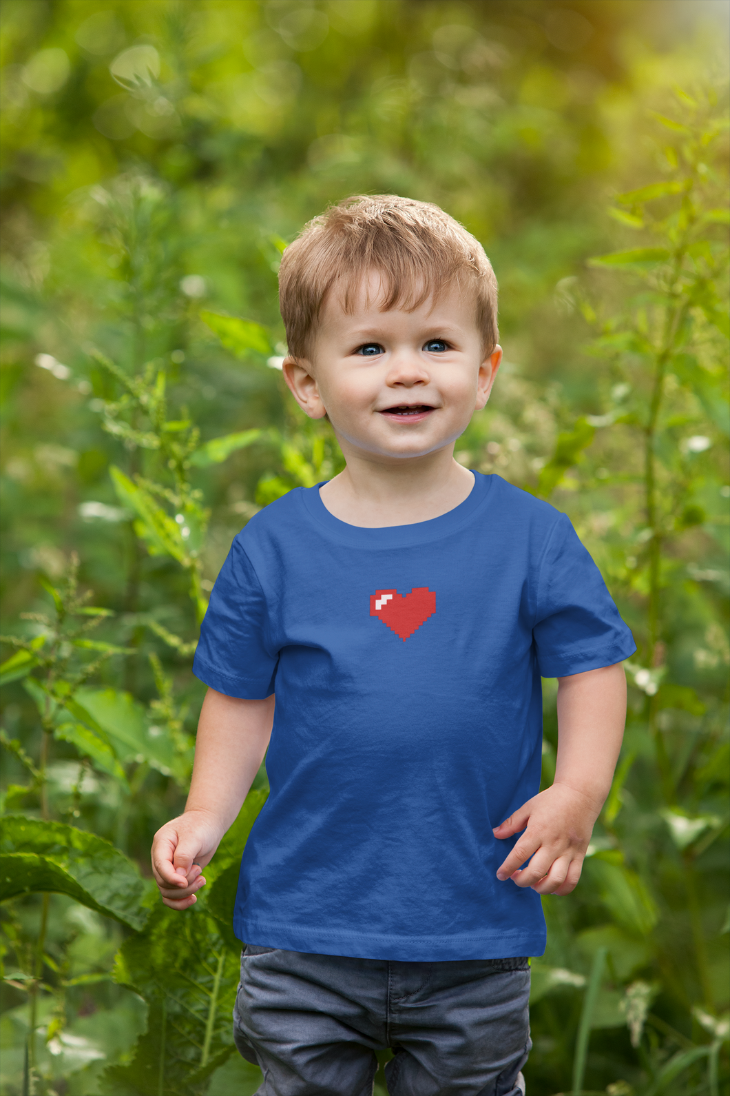 8 Bit Heart Minimals Half Sleeves T-Shirt for Boy-KidsFashionVilla
