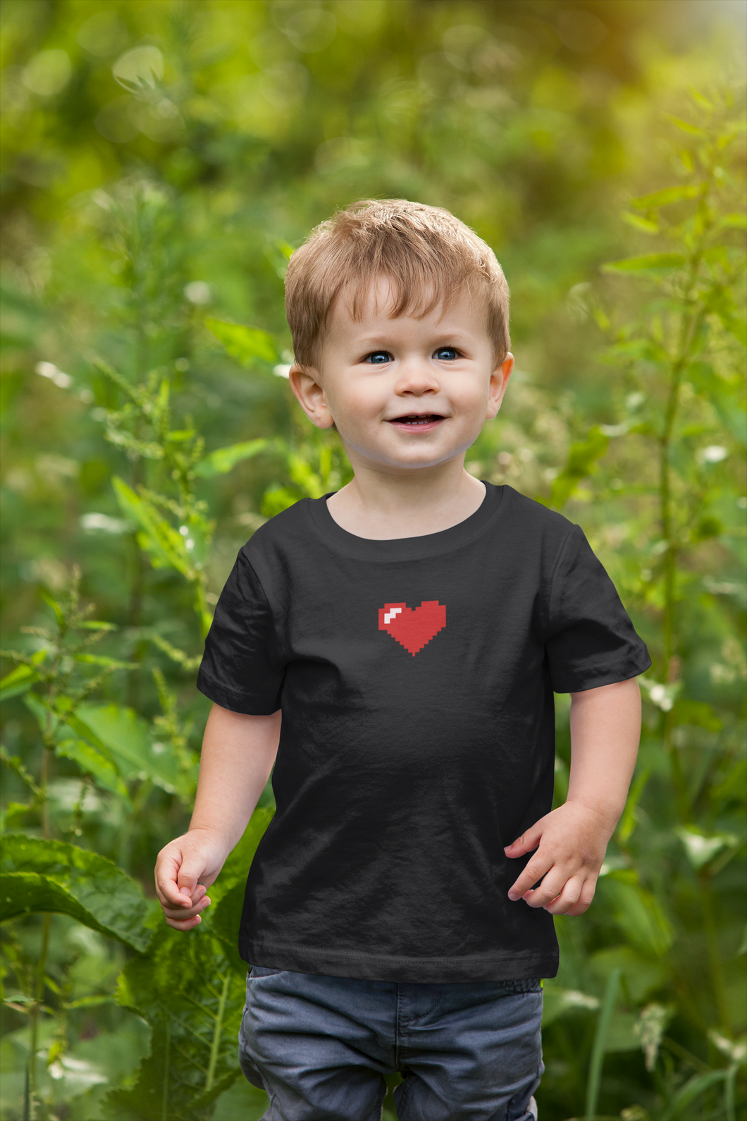 8 Bit Heart Minimals Half Sleeves T-Shirt for Boy-KidsFashionVilla