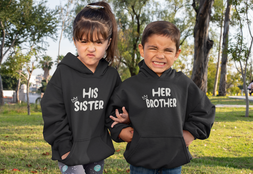 Her Brother His Sister Kids Matching Hoodies -KidsFashionVilla