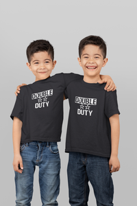 Double Duty Twins Brothers Matching Kids Half Sleeves T-Shirts -KidsFashionVilla