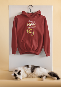 Just A Boy Who Loves His Mom Mother And Son Red Matching Hoodies- KidsFashionVilla