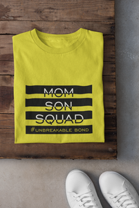 Mom Son Squad Mother And Son Yellow Matching T-Shirt- KidsFashionVilla