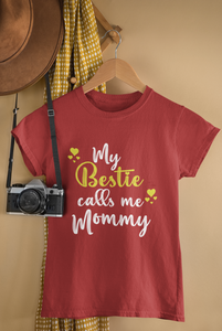 Mommy Is My Bestie Mother And Son Red Matching T-Shirt- KidsFashionVilla