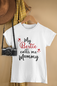 Mommy Is My Bestie Mother And Son White Matching T-Shirt- KidsFashionVilla